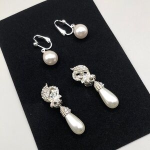 Faux pearl formal cocktail glam clip on earrings vintage and vintage style.